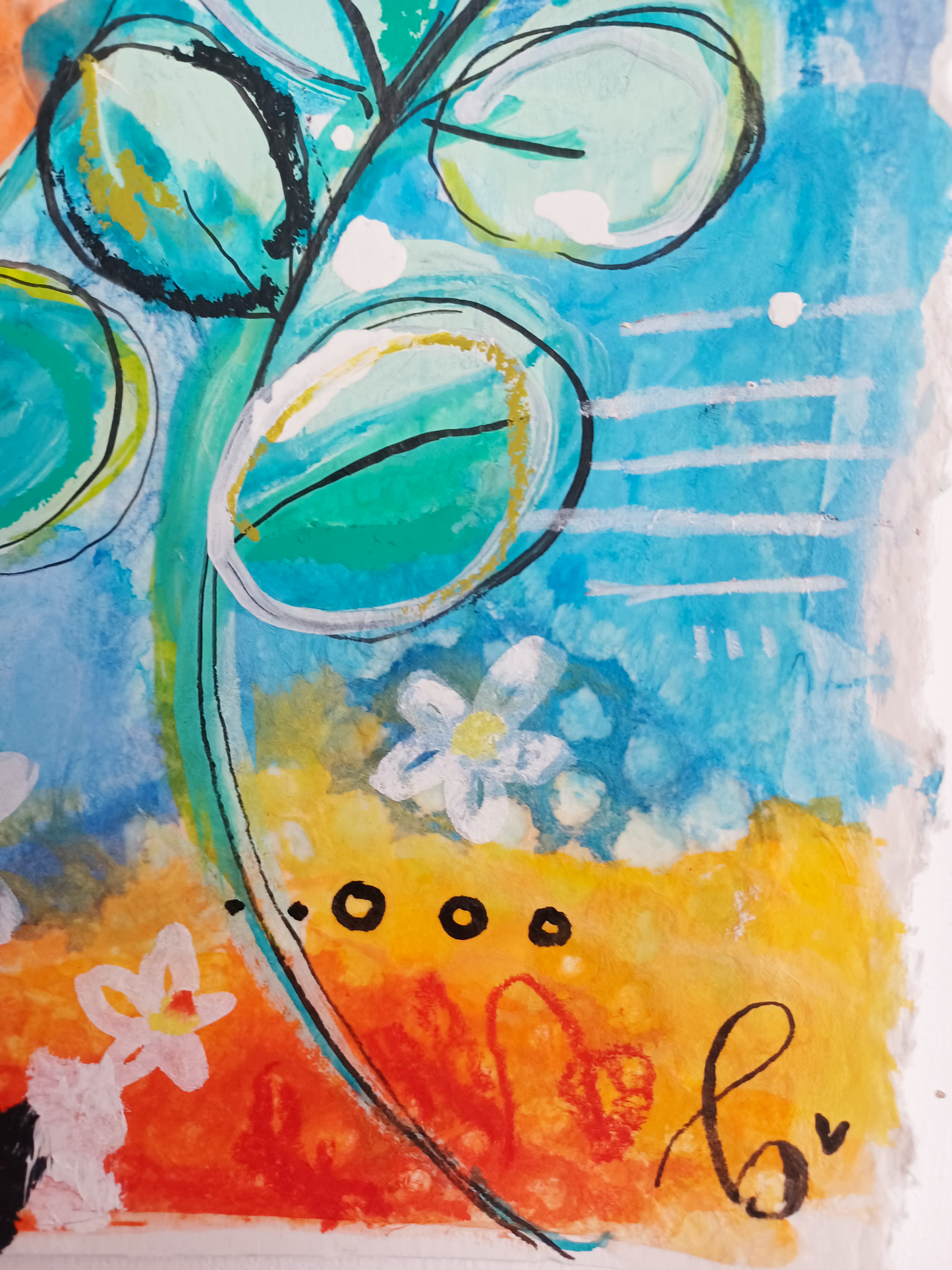cora, abstract figurative mixed media original painting, close up detail, Bella Joie Art