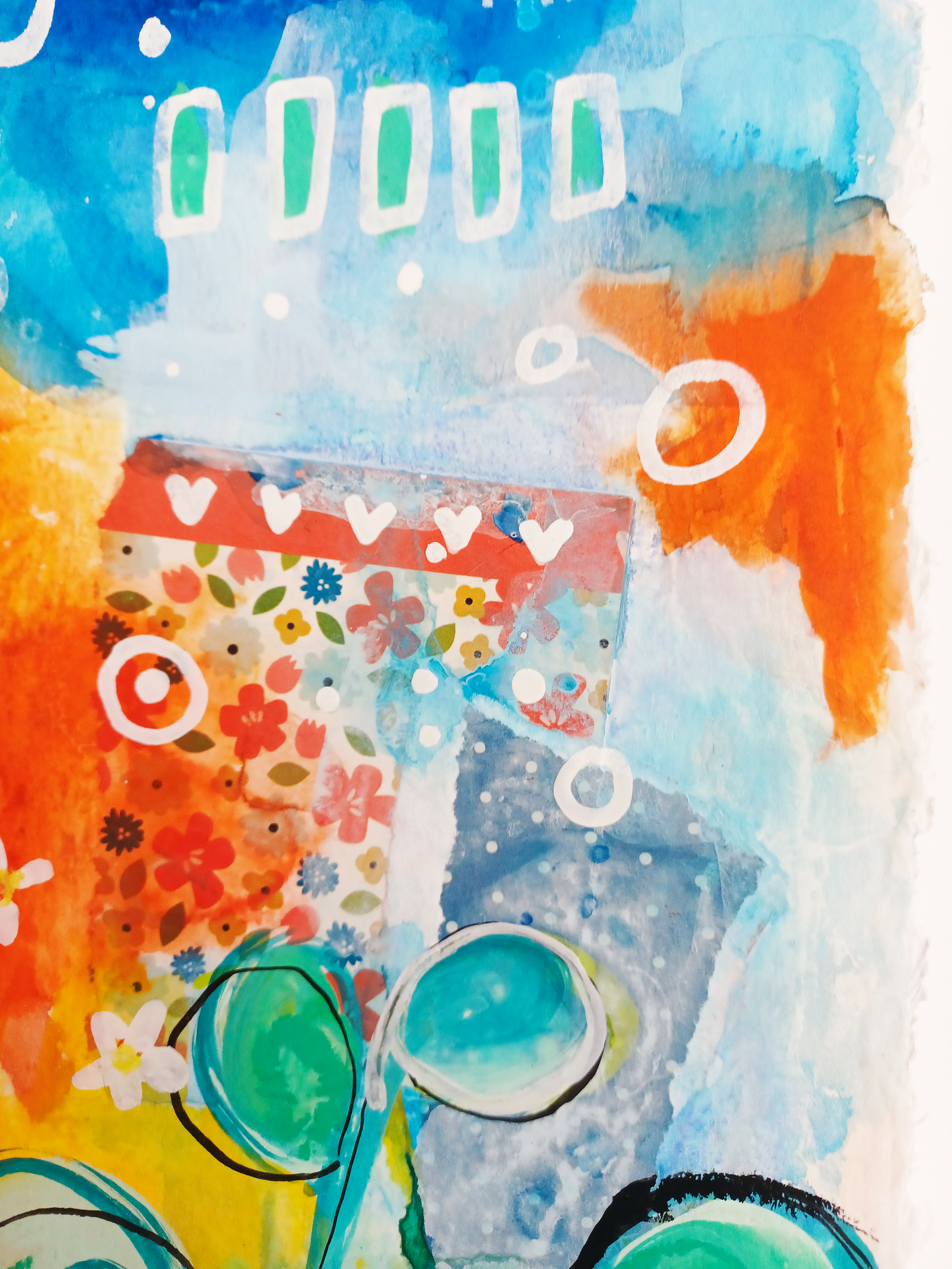 cora, abstract figurative mixed media original painting, close up detail, Bella Joie Art