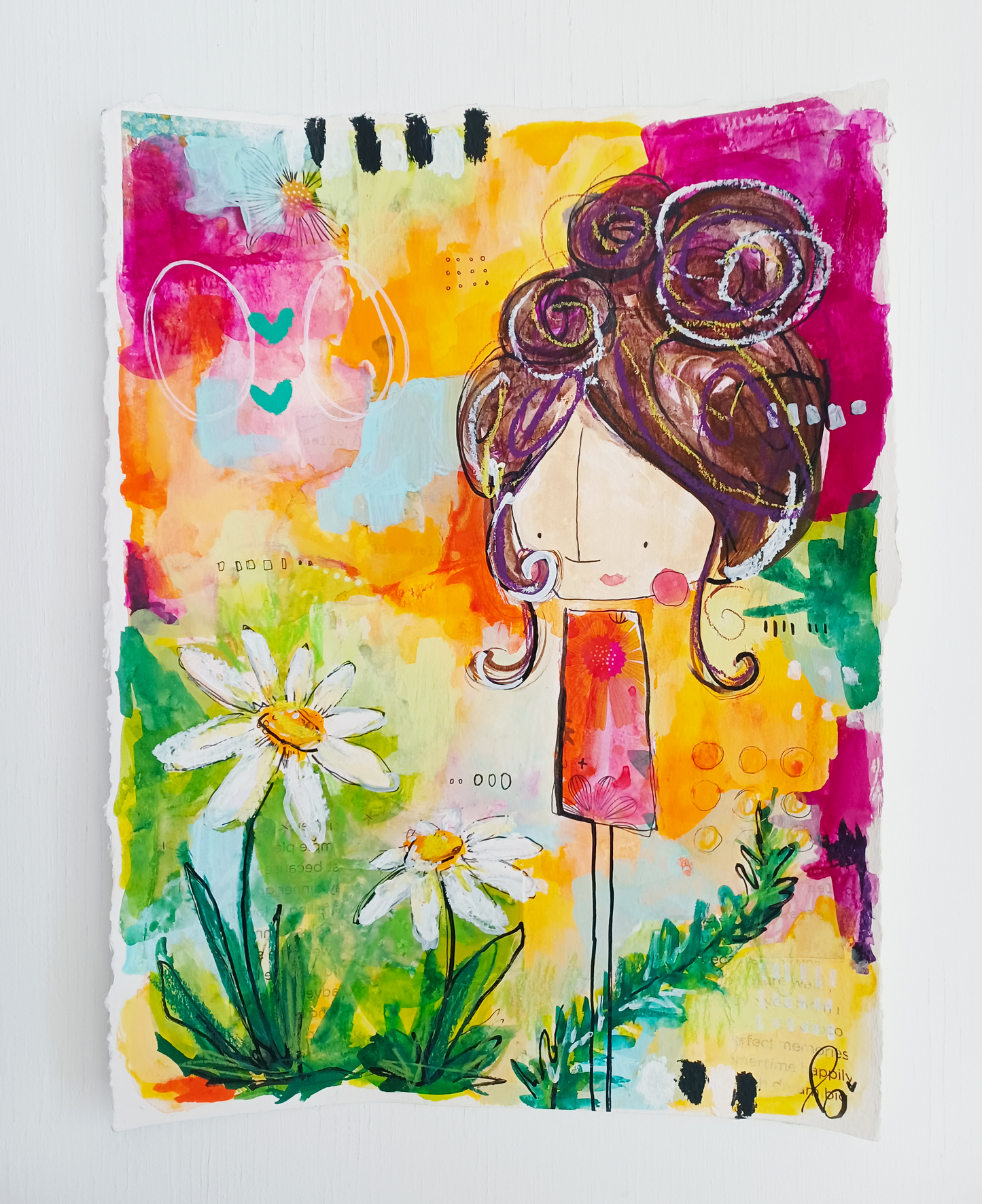 daphne, abstract figurative mixed media original painting, Bella Joie Art, free shipping
