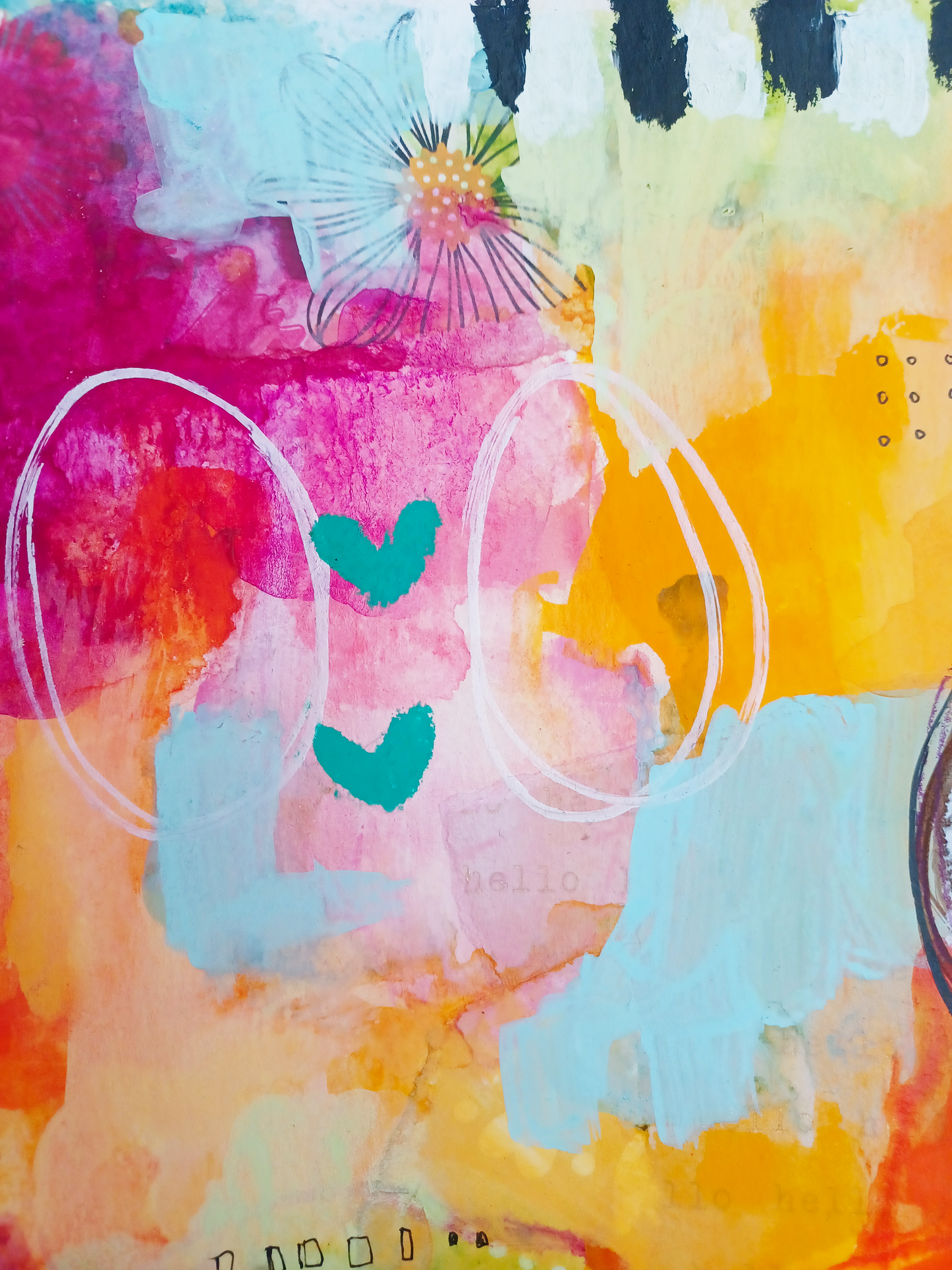 daphne, abstract figurative mixed media original painting, close up detail, Bella Joie Art
