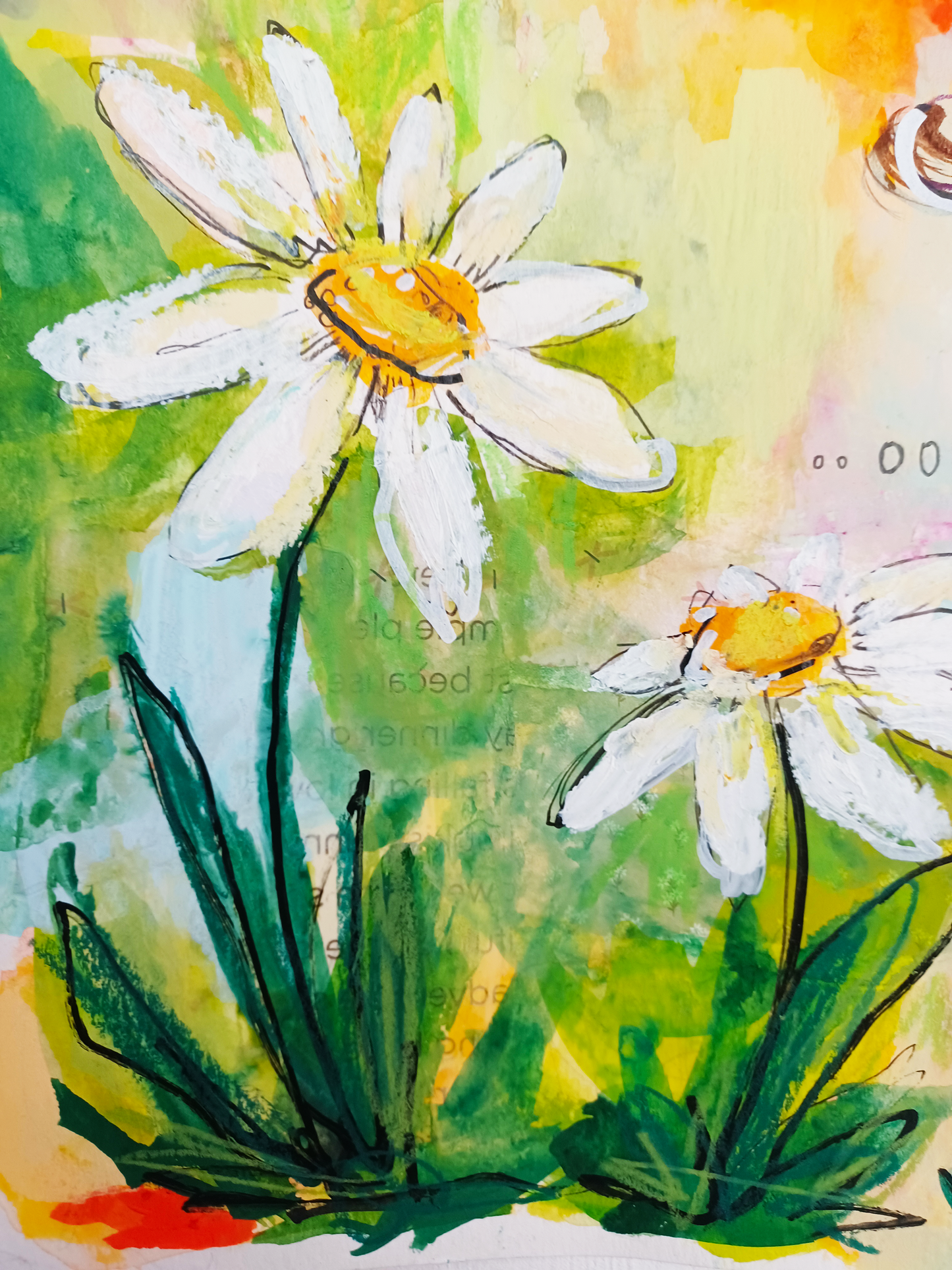 daphne, abstract figurative mixed media original painting, close up detail, Bella Joie Art