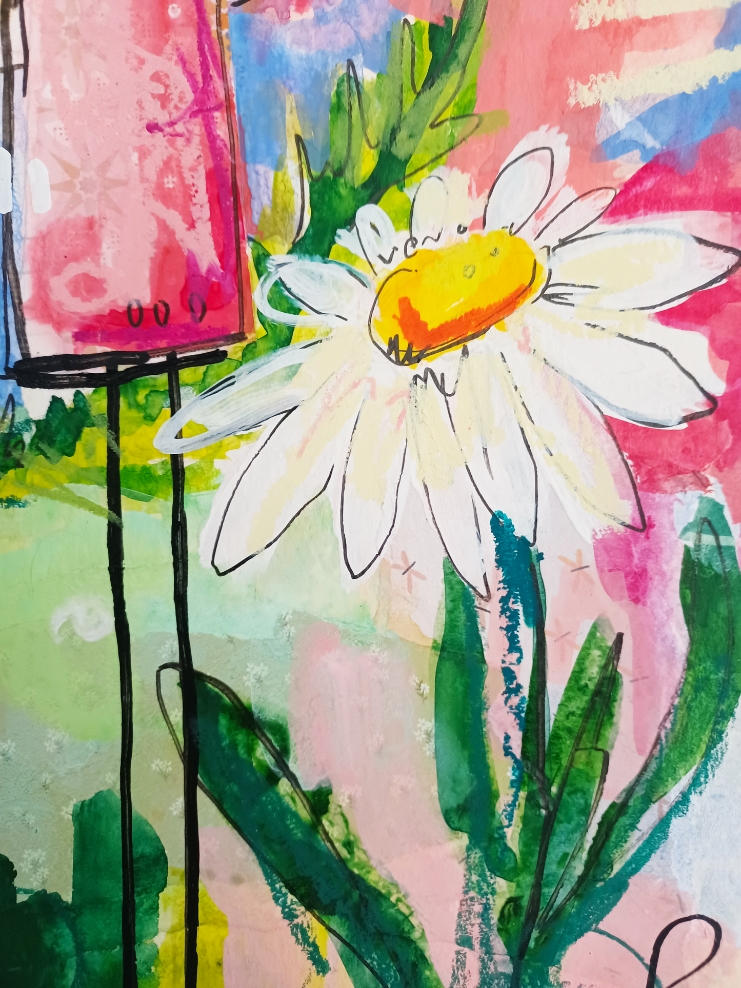 eloise, abstract figurative mixed media original painting, close up detail, Bella Joie Art