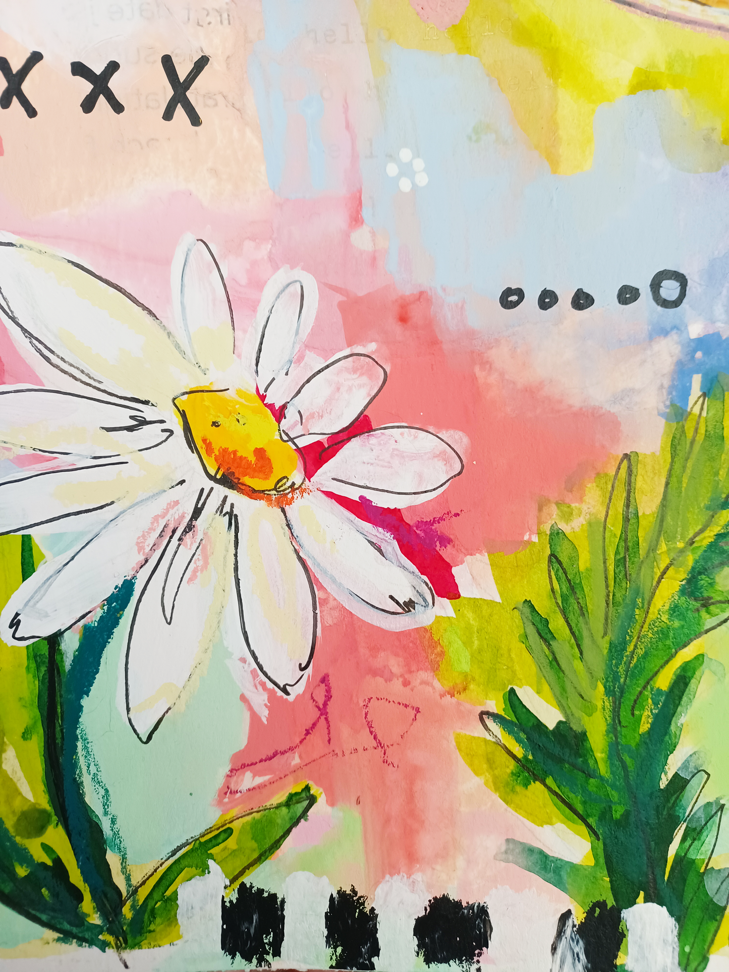 eloise, abstract figurative mixed media original painting, close up detail, Bella Joie Art