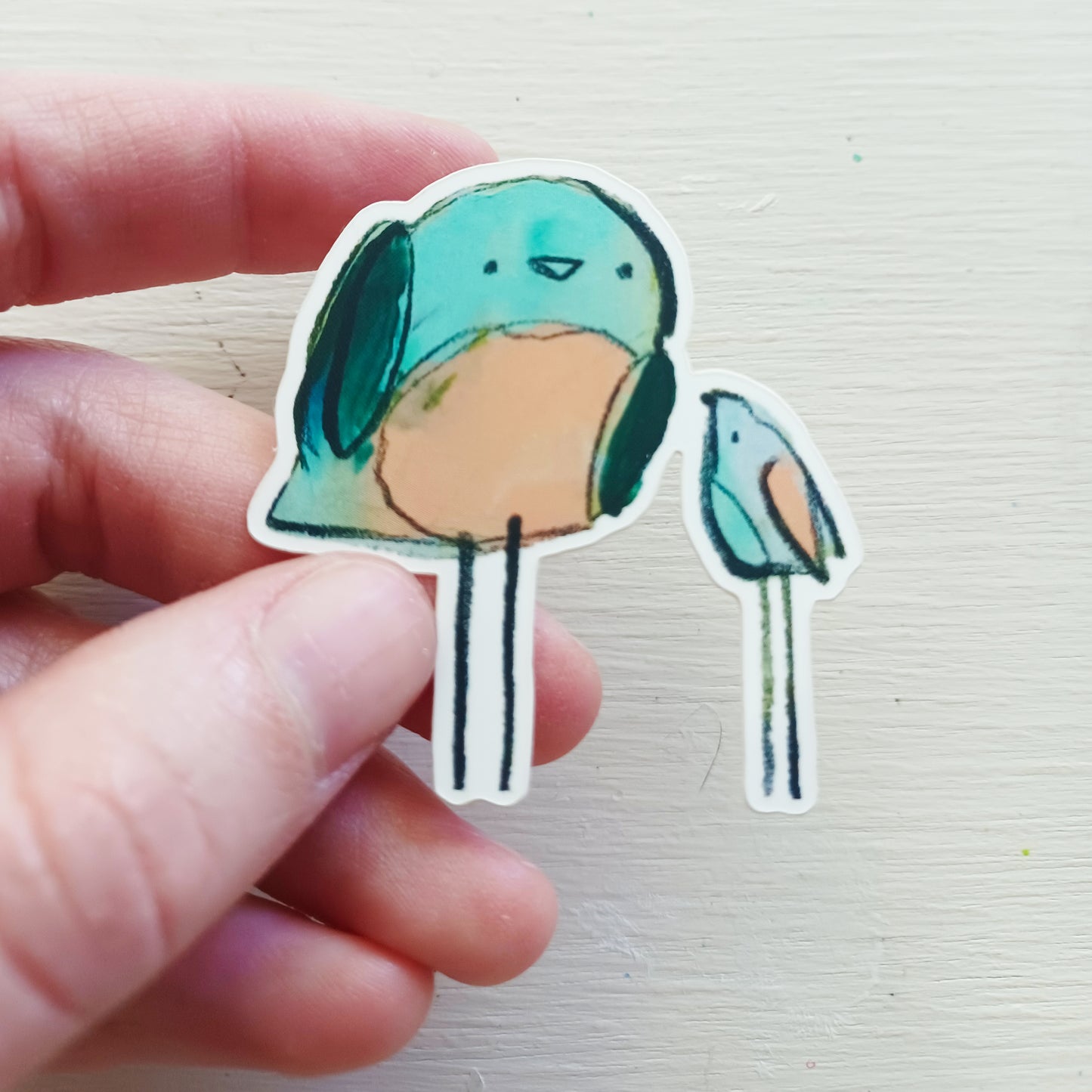 a pair of peachy birds || vinyl matte sticker - bellajoie