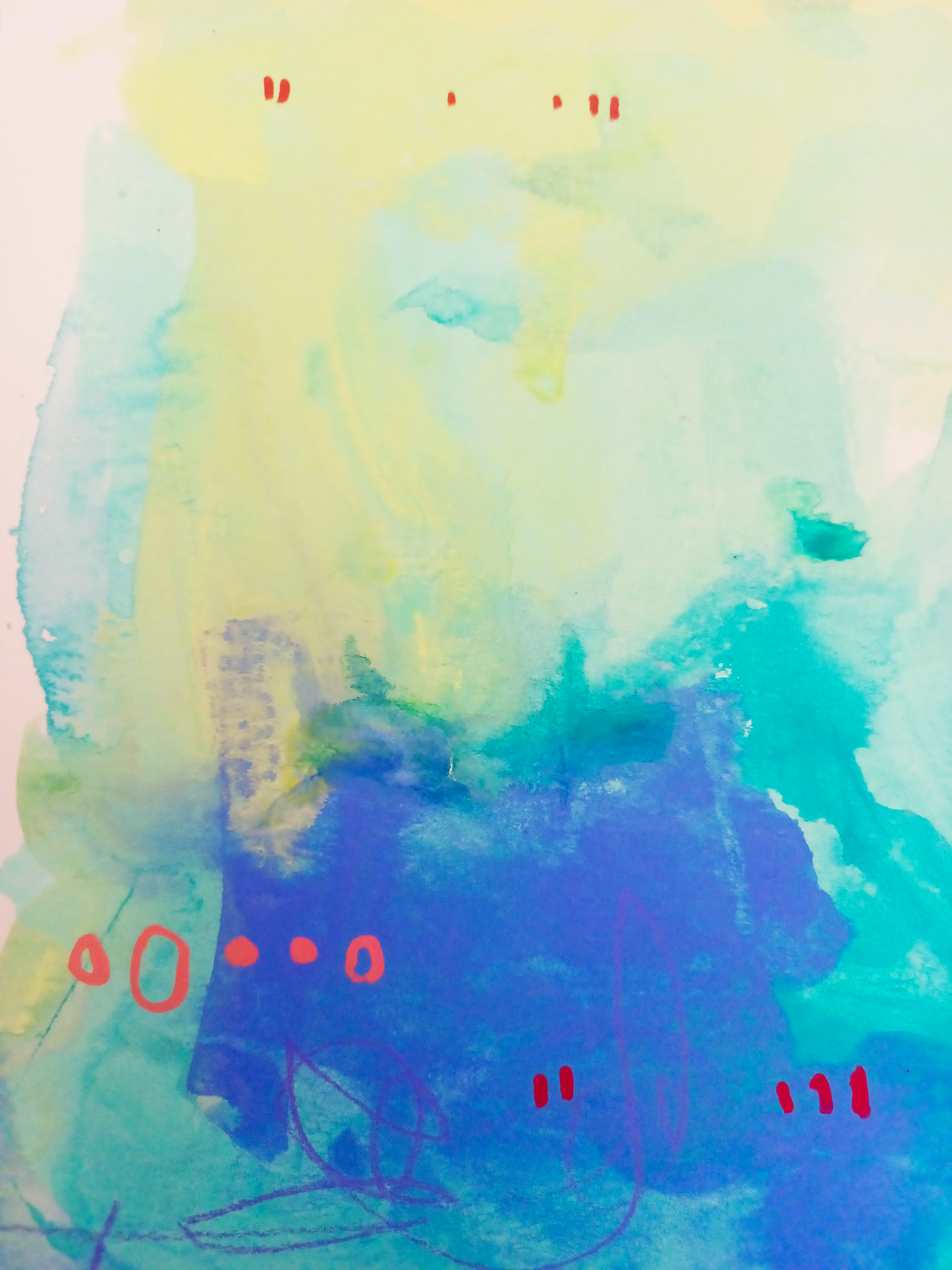 soda pop society, blue birds mixed media original painting on paper, 15x22, Bella Joie Fine Art, close up details