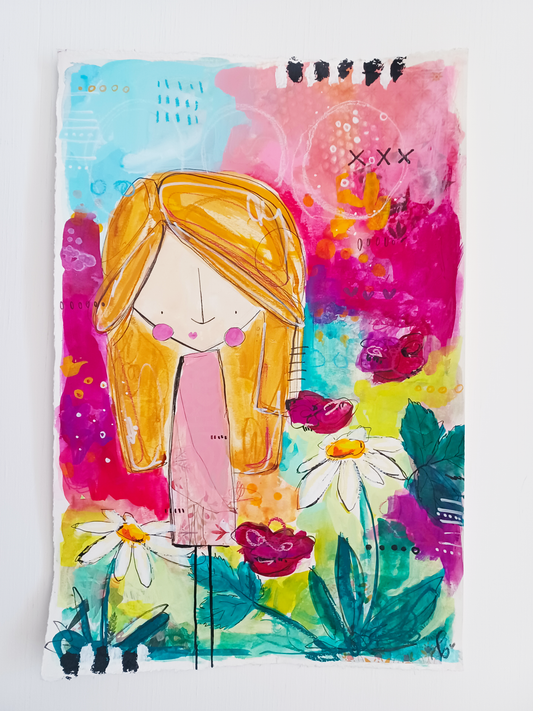 anastasia, mixed media abstract figurative original painting, Bella Joie Art, free shipping