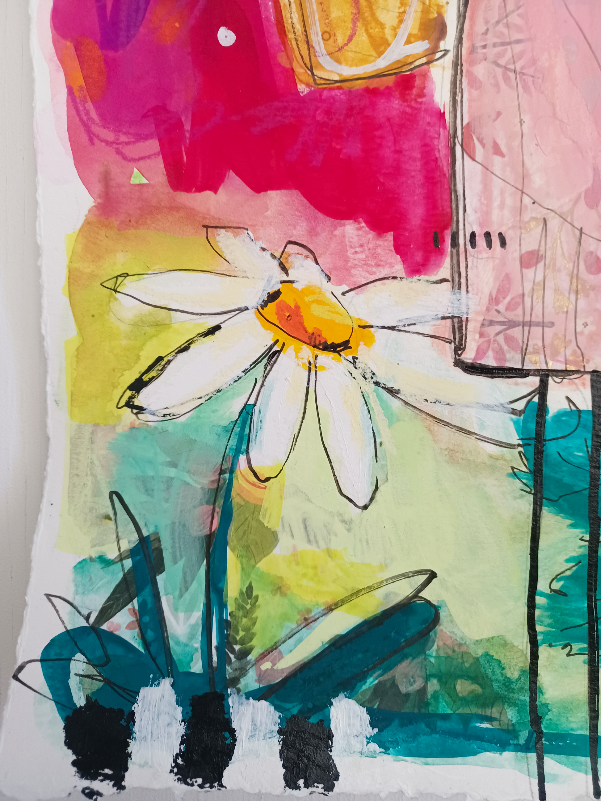 anastasia, mixed media original painting, close up detail, Bella Joie Art