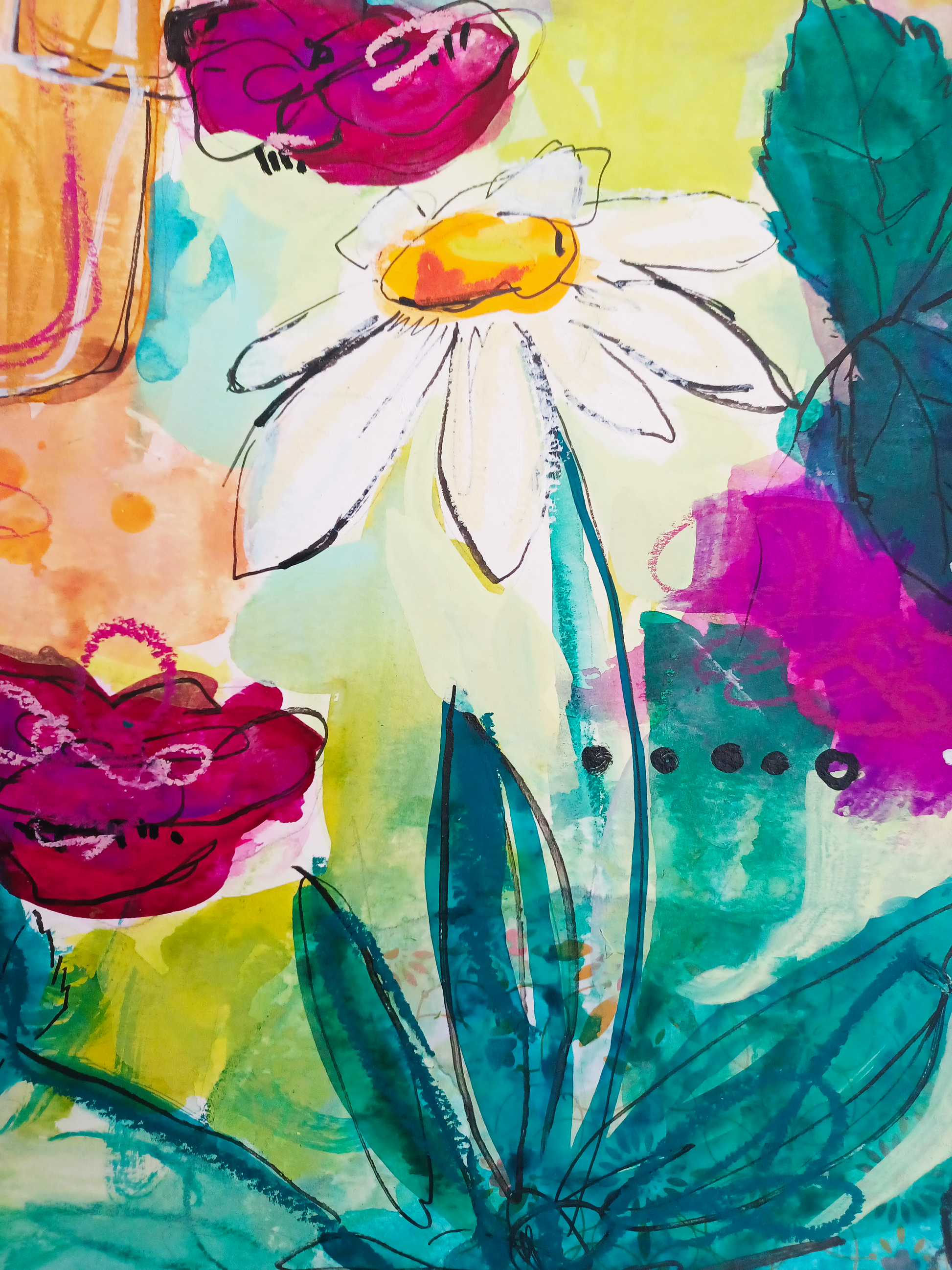 anastasia, mixed media original painting, close up detail, Bella Joie Art
