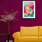 anastasia, mixed media abstract figurative original painting, mock up in dark themed room, Bella Joie Art