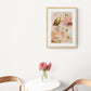 caramel collective, neutral and pink birds mixed media original painting on paper, 15x22, Bella Joie Fine Art, light room mock up