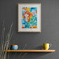 cora, abstract figurative mixed media original painting, mock up in dark themed room, Bella Joie Art