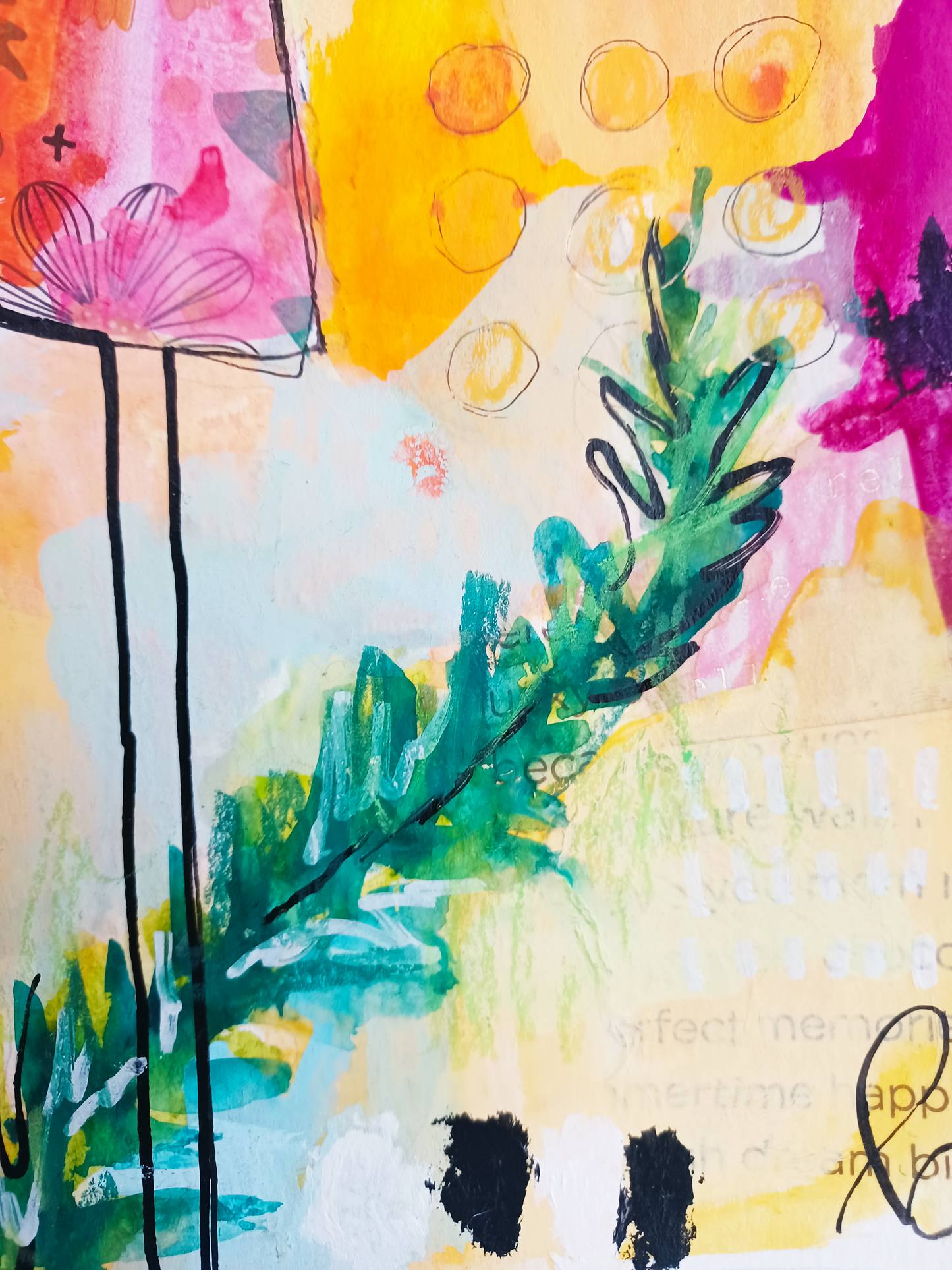 daphne, abstract figurative mixed media original painting, close up detail, Bella Joie Art
