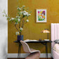 daphne, abstract figurative mixed media original painting, mock up in dark themed room, Bella Joie Art