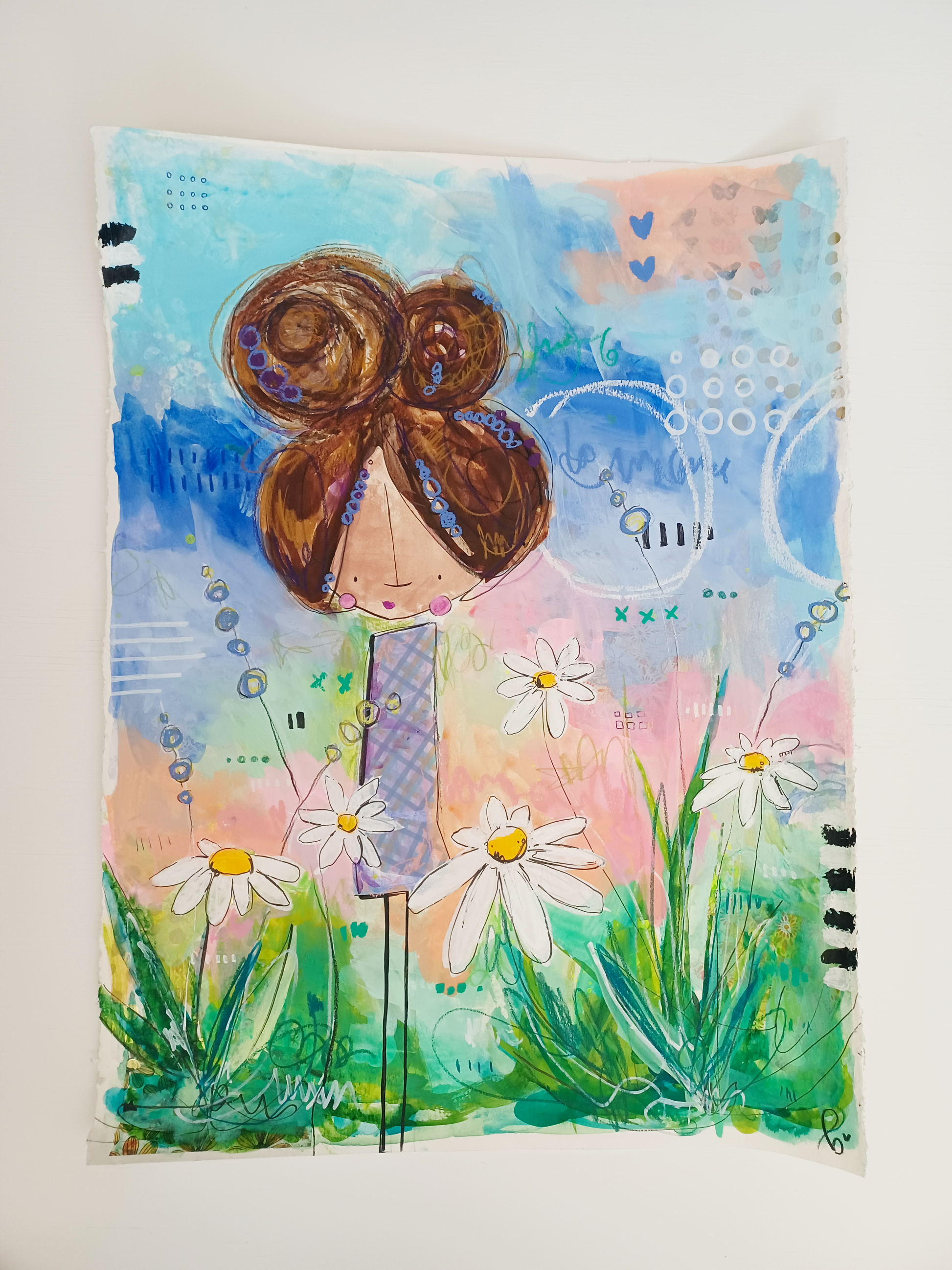 dorothea, abstract figurative mixed media original painting, Bella Joie Art, free shipping