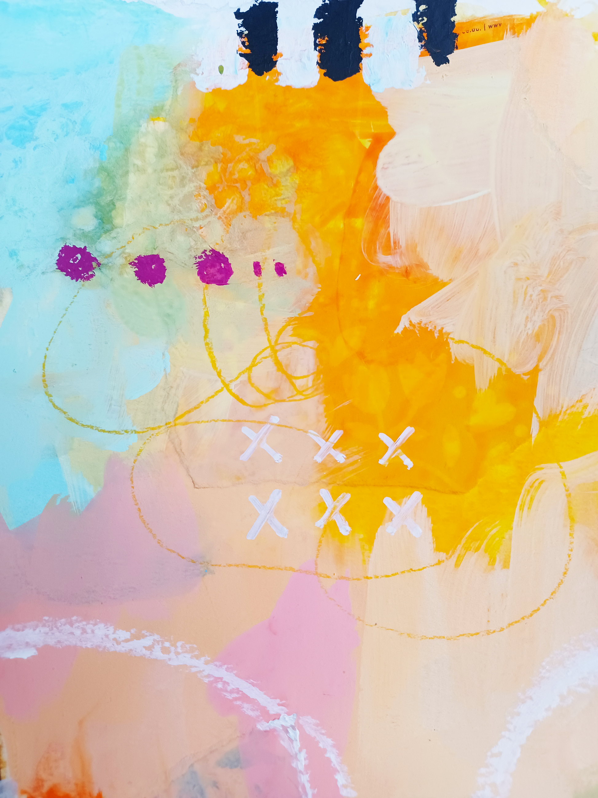 elle, abstract figurative mixed media original painting, close up detail, Bella Joie Art