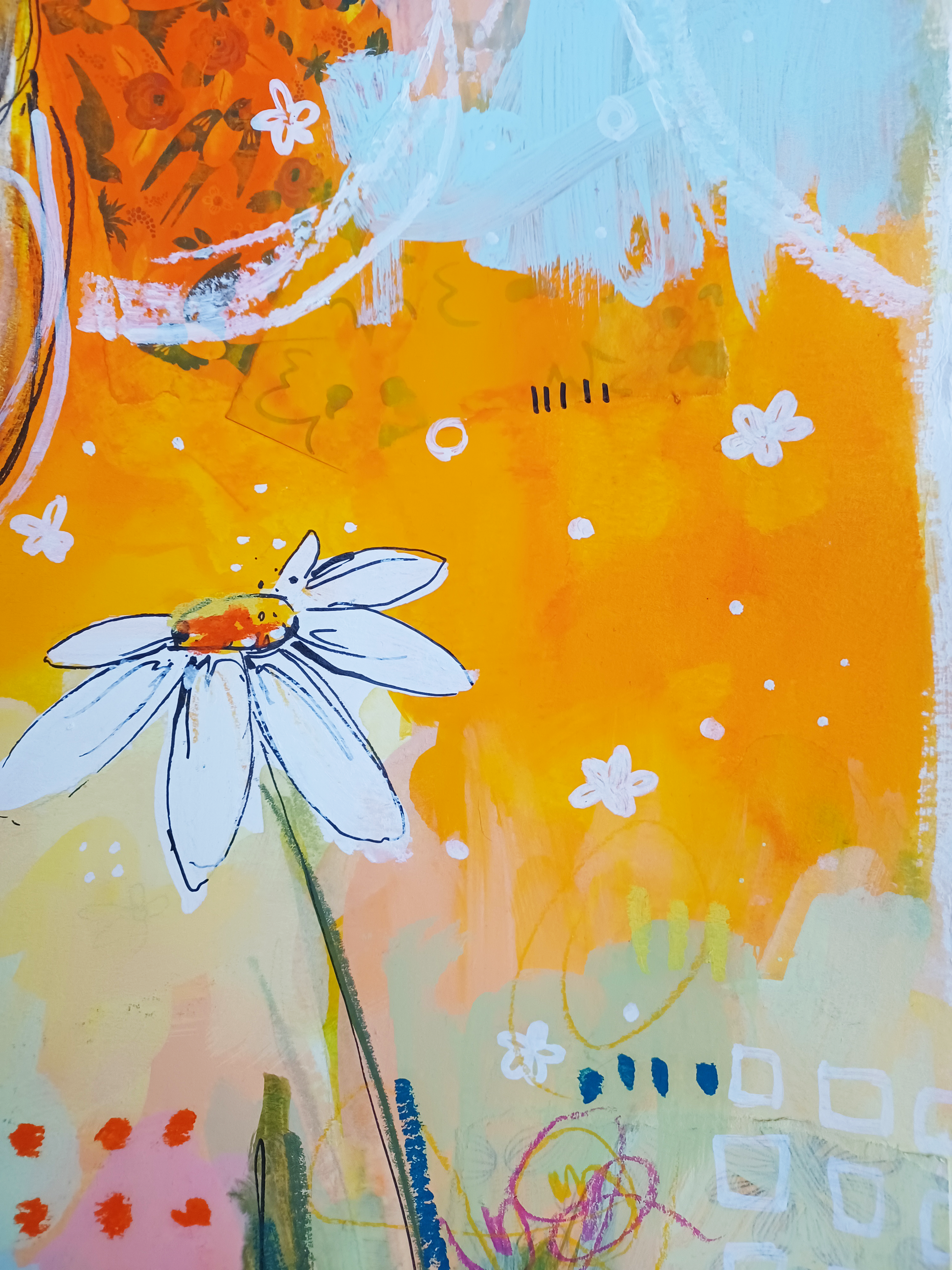 elle, abstract figurative mixed media original painting, close up detail, Bella Joie Art