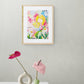 cora, abstract figurative mixed media original painting, mock up in light themed room, Bella Joie Art