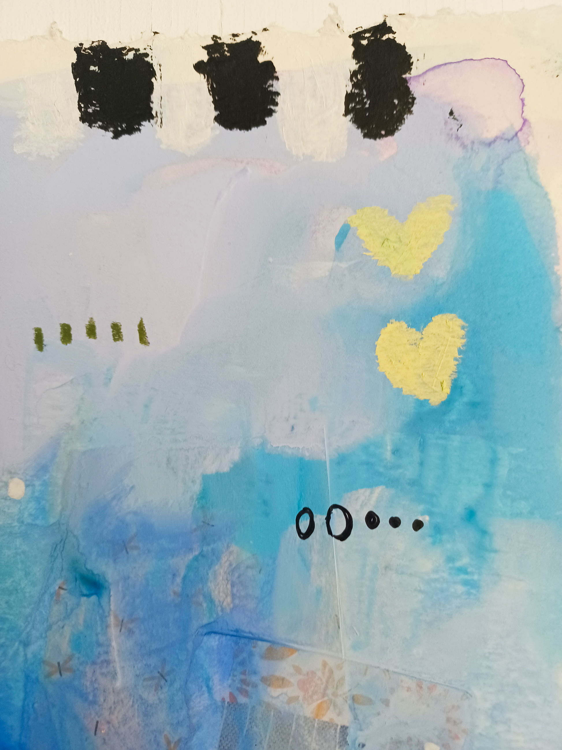 Estelle, mixed media original painting, close up detail, Bella Joie Art