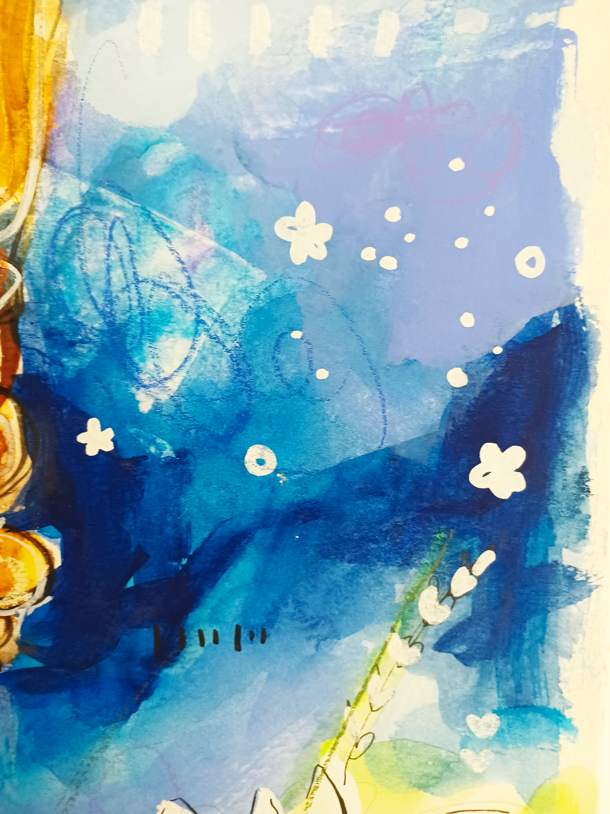 Estelle, mixed media original painting, close up detail, Bella Joie Art