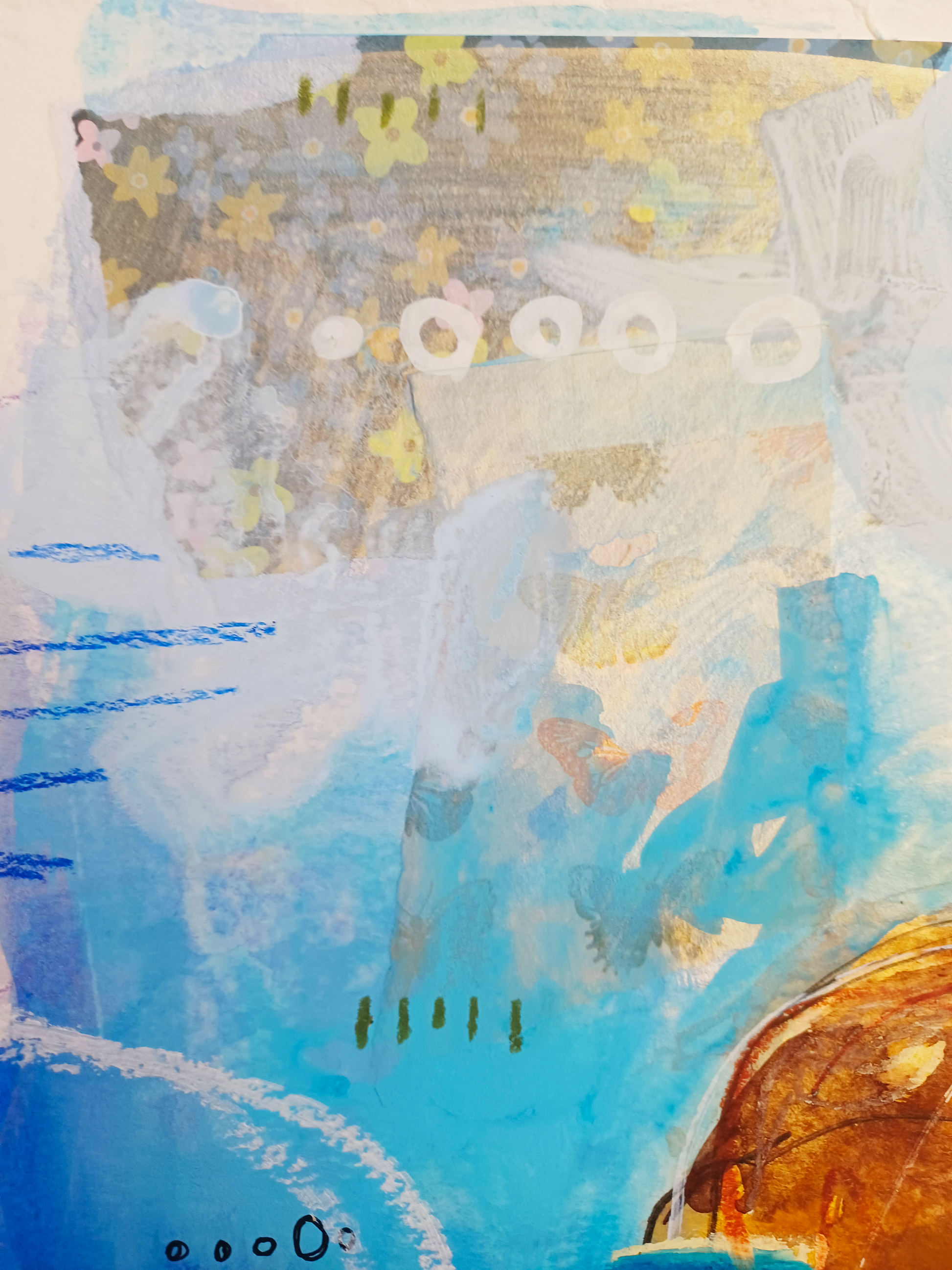 Estelle, mixed media original painting, close up detail, Bella Joie Art