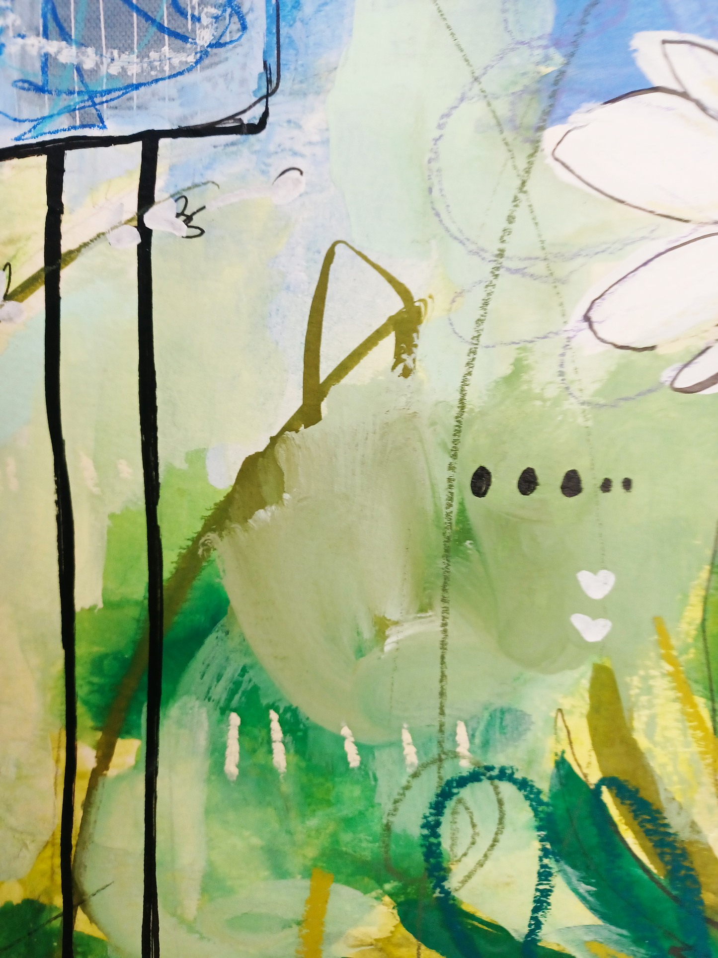 Estelle, mixed media original painting, close up detail, Bella Joie Art