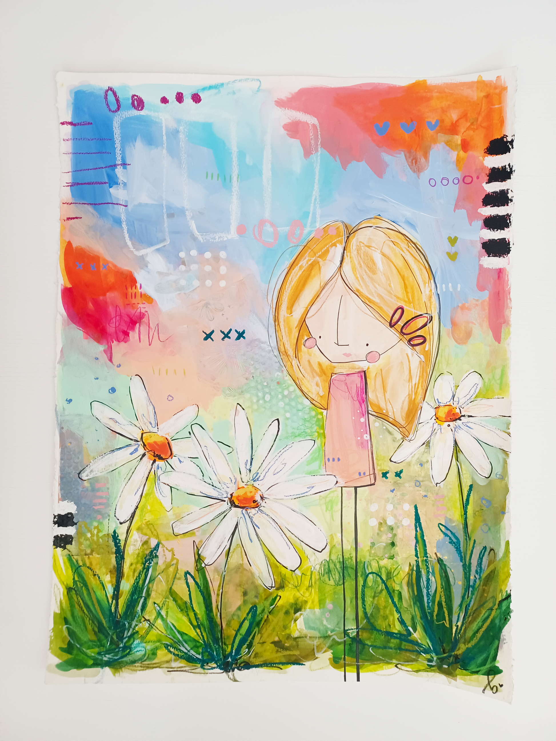 Genevieve, mixed media abstract figurative original painting, Bella Joie Art, free shipping