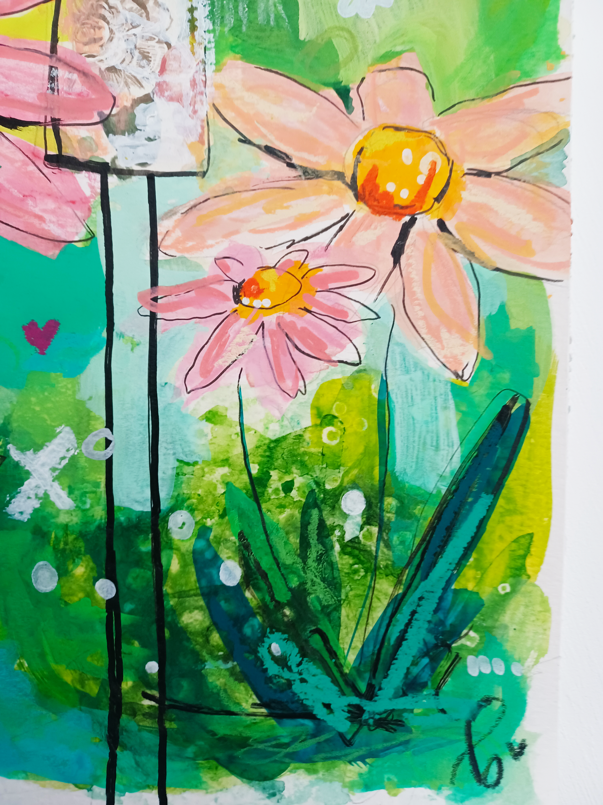 Harriet, mixed media original painting, close up detail, Bella Joie Art