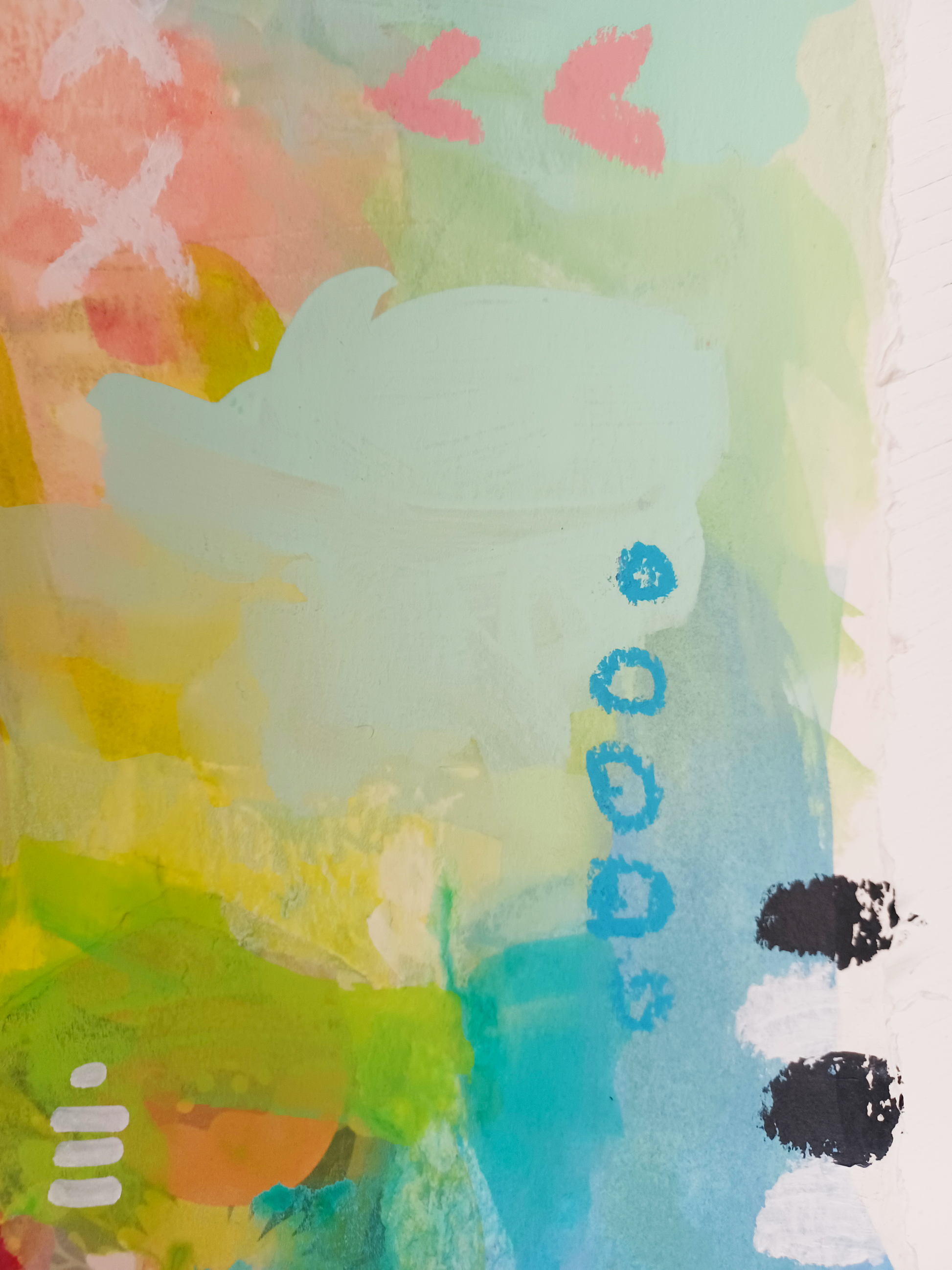 Harriet, mixed media original painting, close up detail, Bella Joie Art