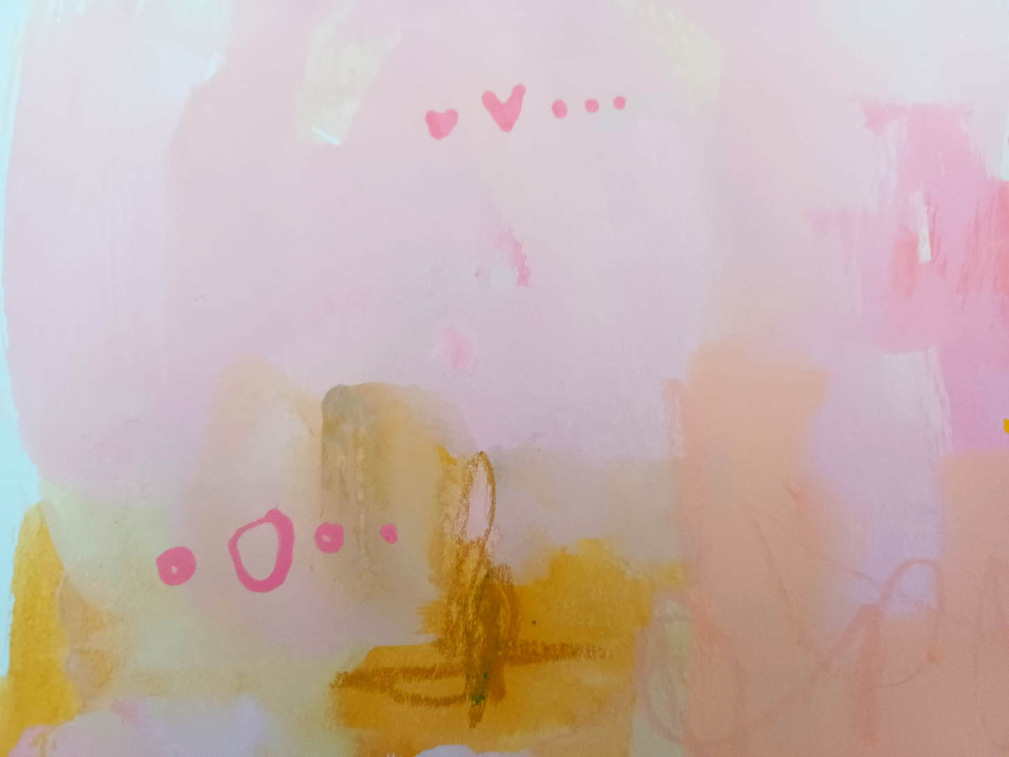 peach cobbler club, colorful birds mixed media original painting on paper 11x15, Bella Joie Fine Art, close up details