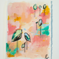 peach cobbler club, colorful birds mixed media original painting on paper 11x15, Bella Joie Fine Art, free shipping