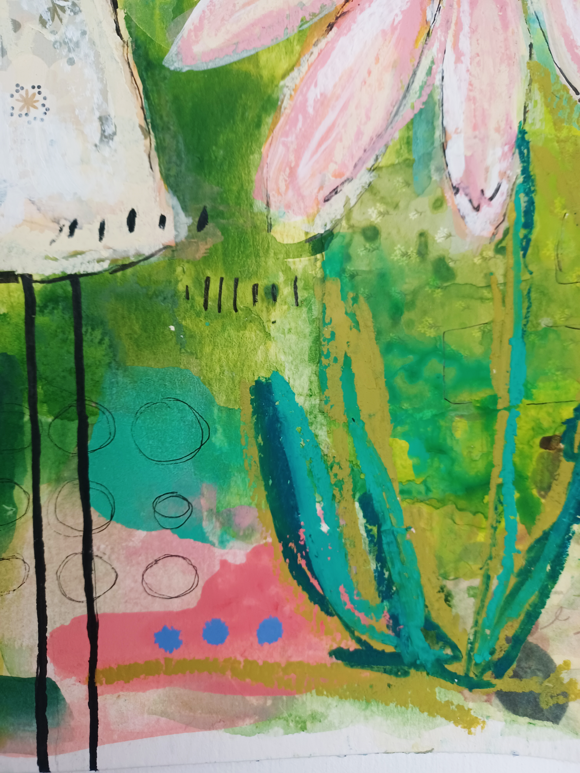 Phoebe, mixed media original painting, close up detail, Bella Joie Art