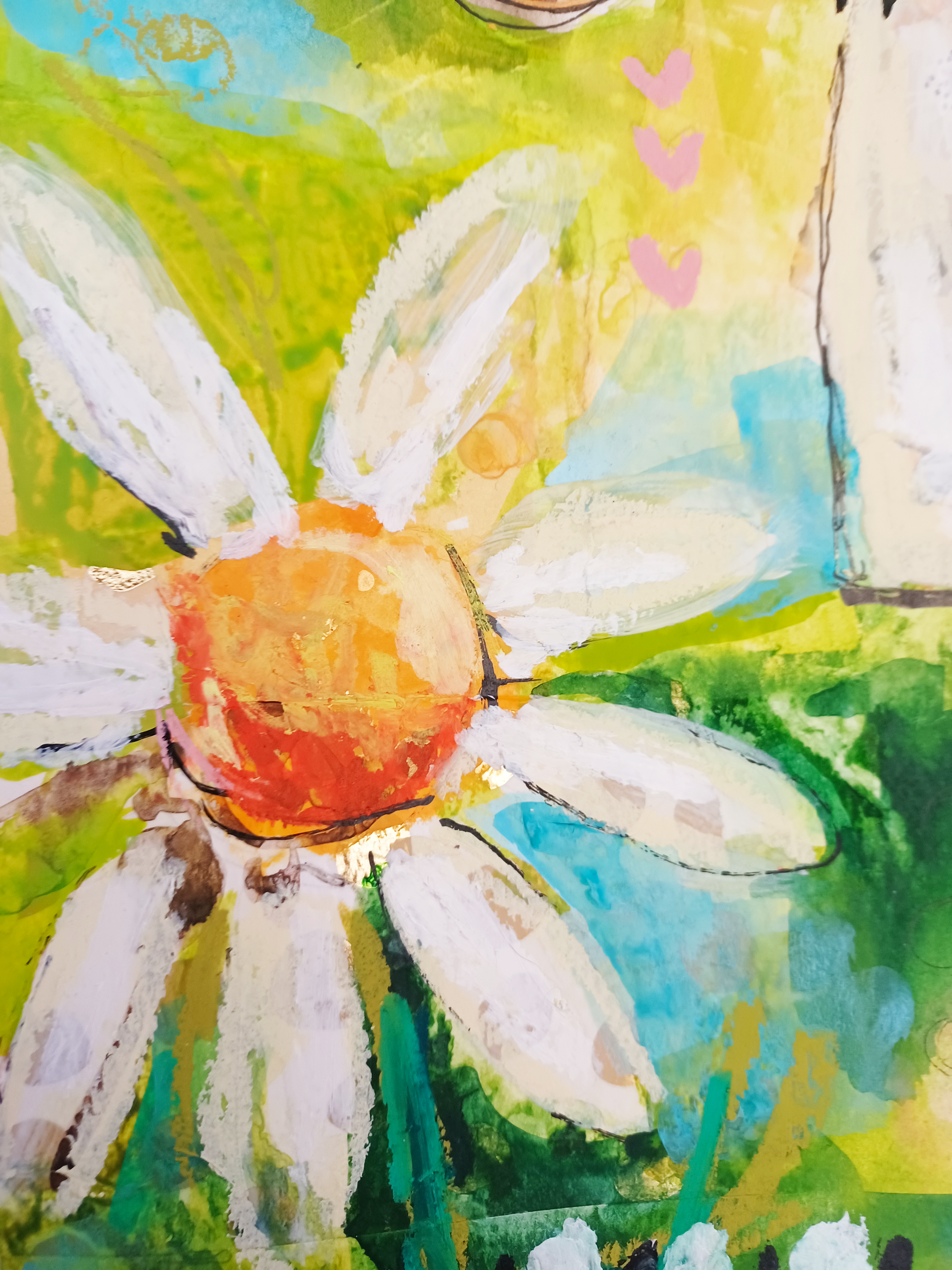 Phoebe, mixed media original painting, close up detail, Bella Joie Art