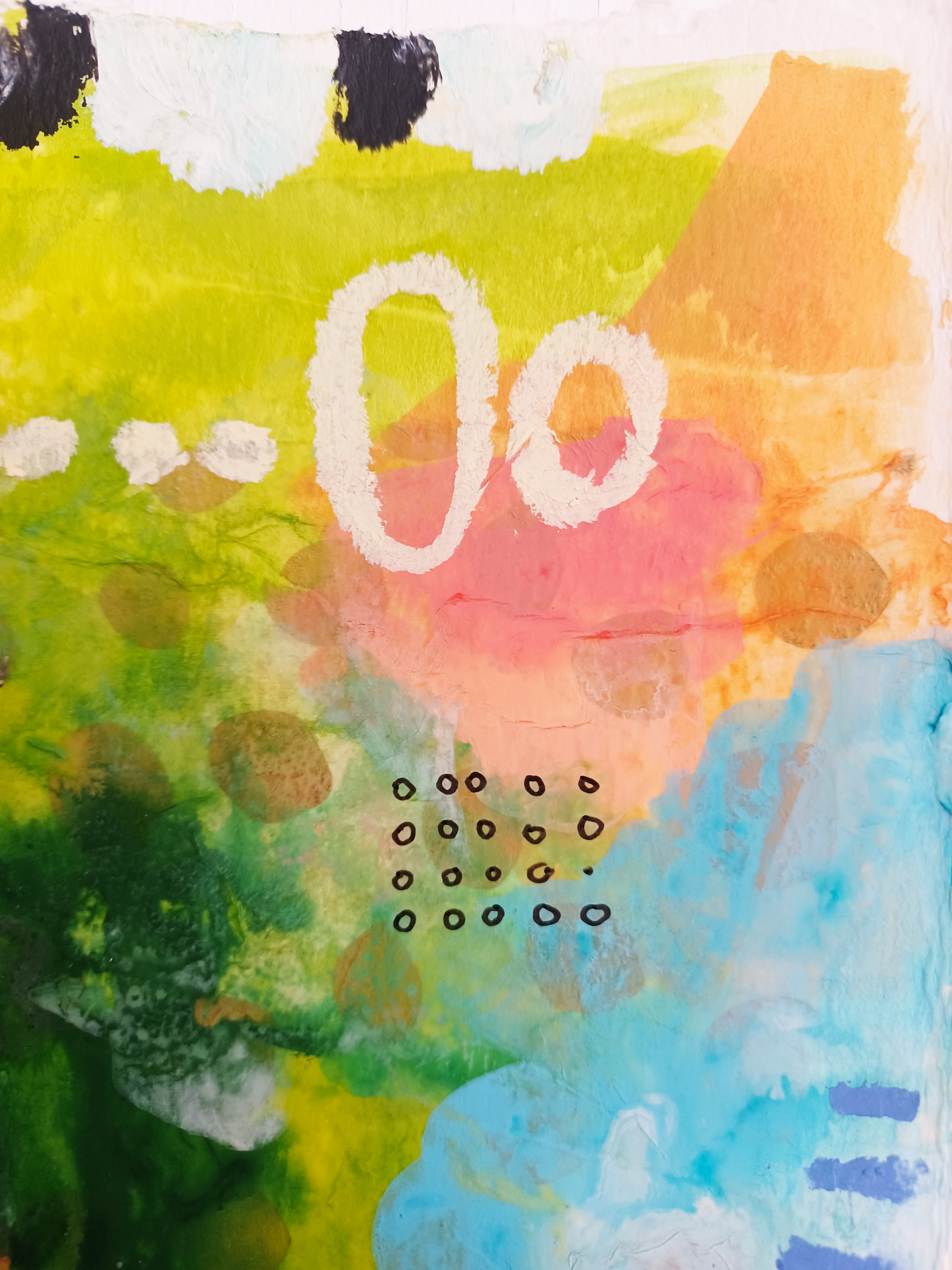 Phoebe, mixed media original painting, close up detail, Bella Joie Art