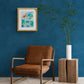 sushi squad, orange and blue birds mixed media original painting on paper, 11x15, Bella Joie Fine Art , dark room mock up