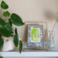 Miss Daisy, framed mixed media original sketch, mock up on aesthetic shelf, Bella Joie Art, free shipping